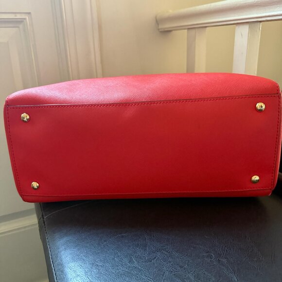 Michael Kors Red/Orange Satchel with Gold Accents - Picture 5 of 6